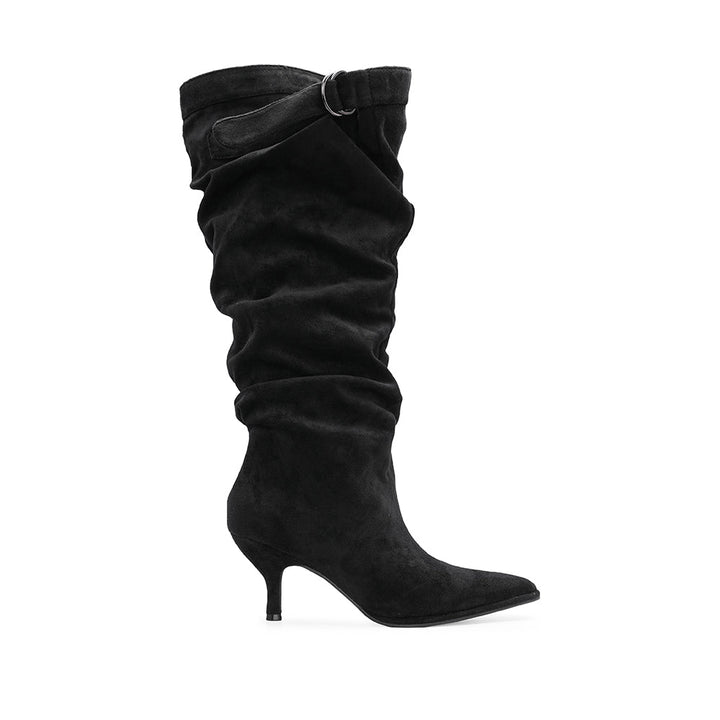 Bota de Cano Alto Mulher Franzida Preta