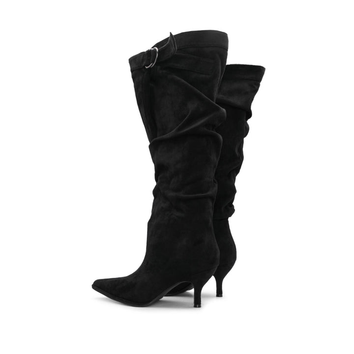 Bota de Cano Alto Mulher Franzida Preta - Preto