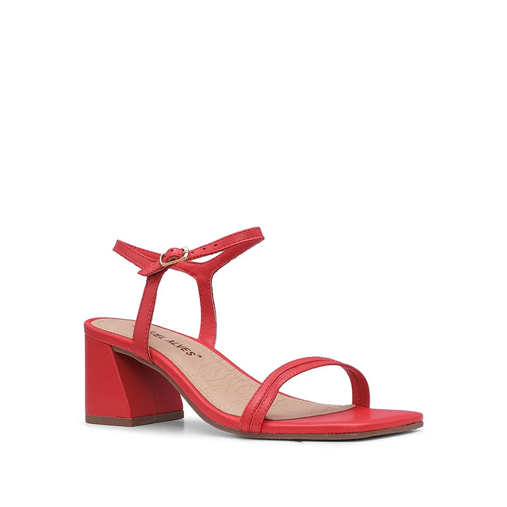Sandália de Salto Médio em Pele